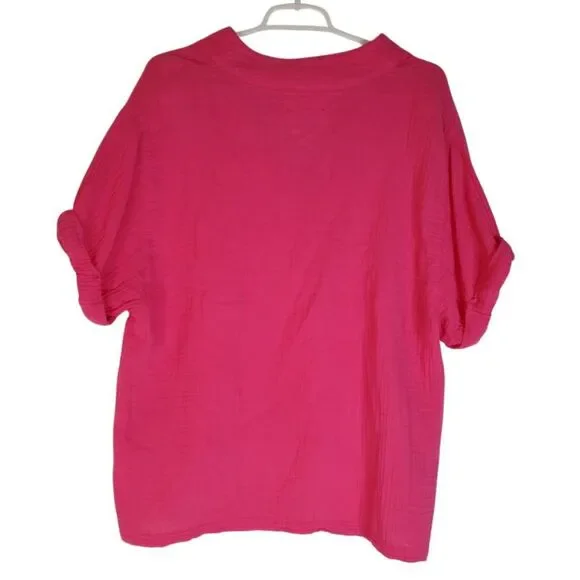 Xirena Avery 100% Cotton Gauze Muslin Top Hot Pink Size‎ M - Picture 5 of 13